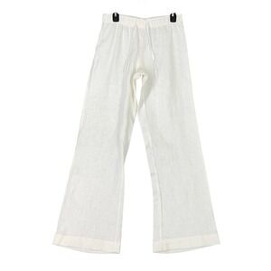 Anna Lane Pants M White Linen Drawstring Coastal Resort‎ Summer minimal luxury